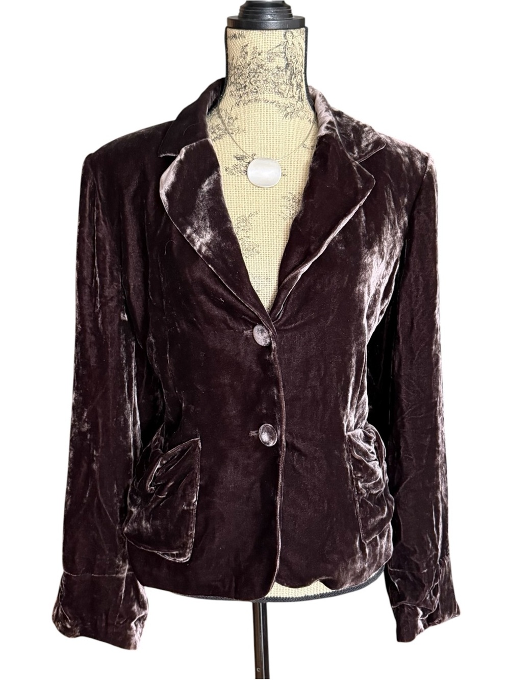 Velvet Mauve Button-Front Blazer Jacket Size XL